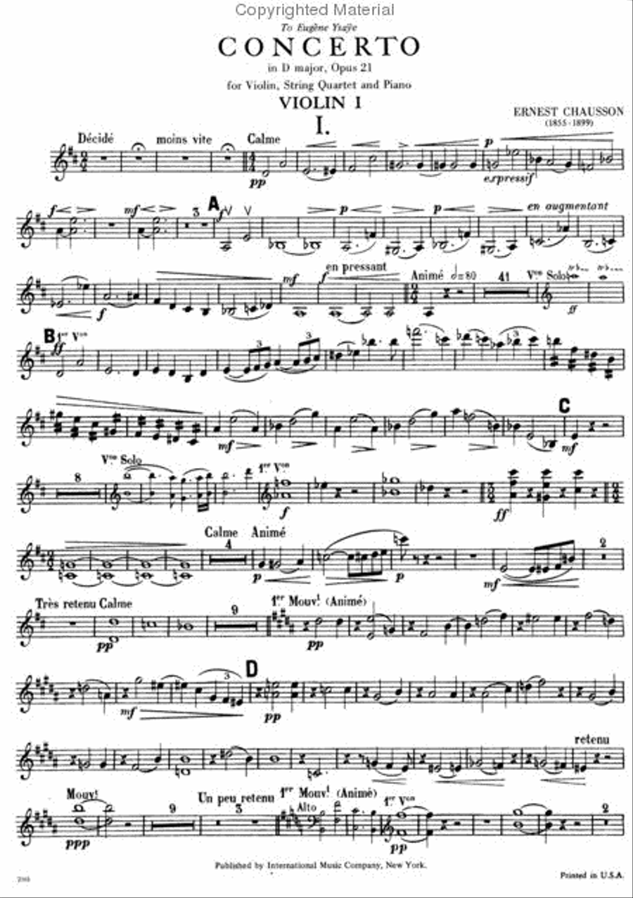 Concerto In D Major, Opus 21 For Violin, Piano & String Quartet Violin scores gallery preview page 4
