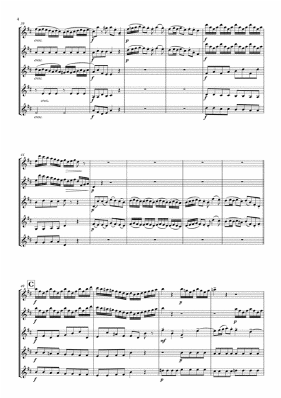 Arrival of the Queen of Sheba arranged for Flute Quintet Woodwind Quintet scores gallery preview page 6