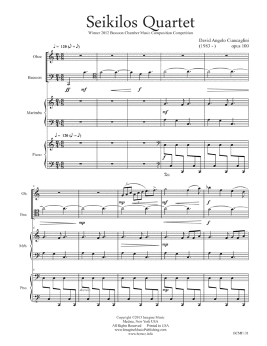 Seikilos Quartet Bassoon scores gallery preview page 1