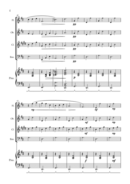 Gymnopédie no 1 | Woodwind Quartet | Original Key| Piano accompaniment |Easy intermediate image number null