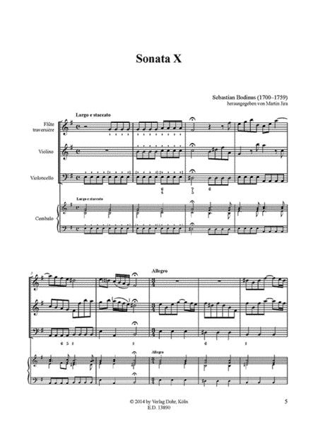 Sonata X für Flöte, Violine und Basso continuo e-Moll (aus: Musicalische Divertissements, Teil IV)