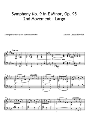 Book cover for 'Largo' from 'New World Symphony' arranged for Piano solo