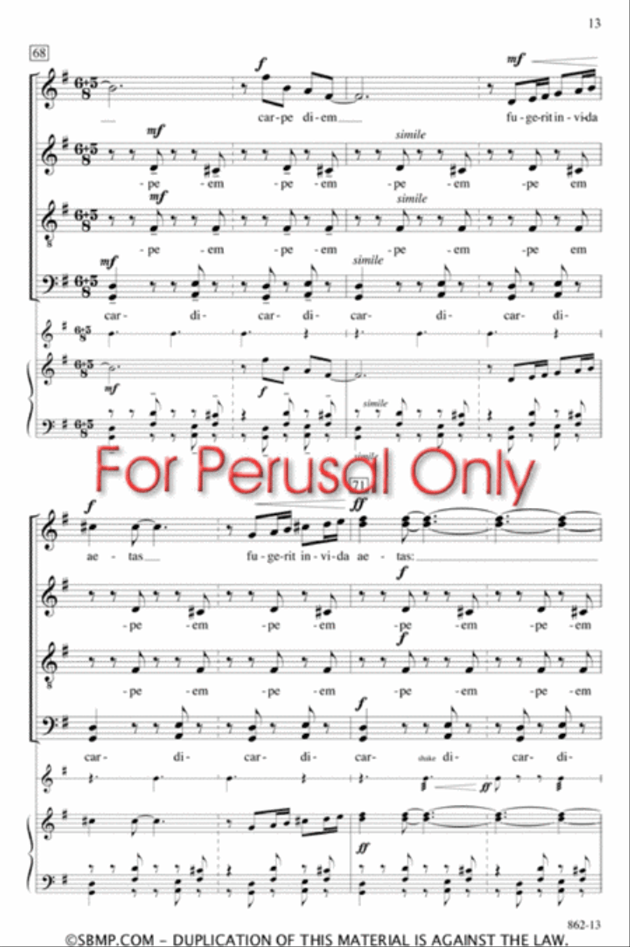 Carpe Diem - SSAATBB Octavo Choir scores gallery preview page 12