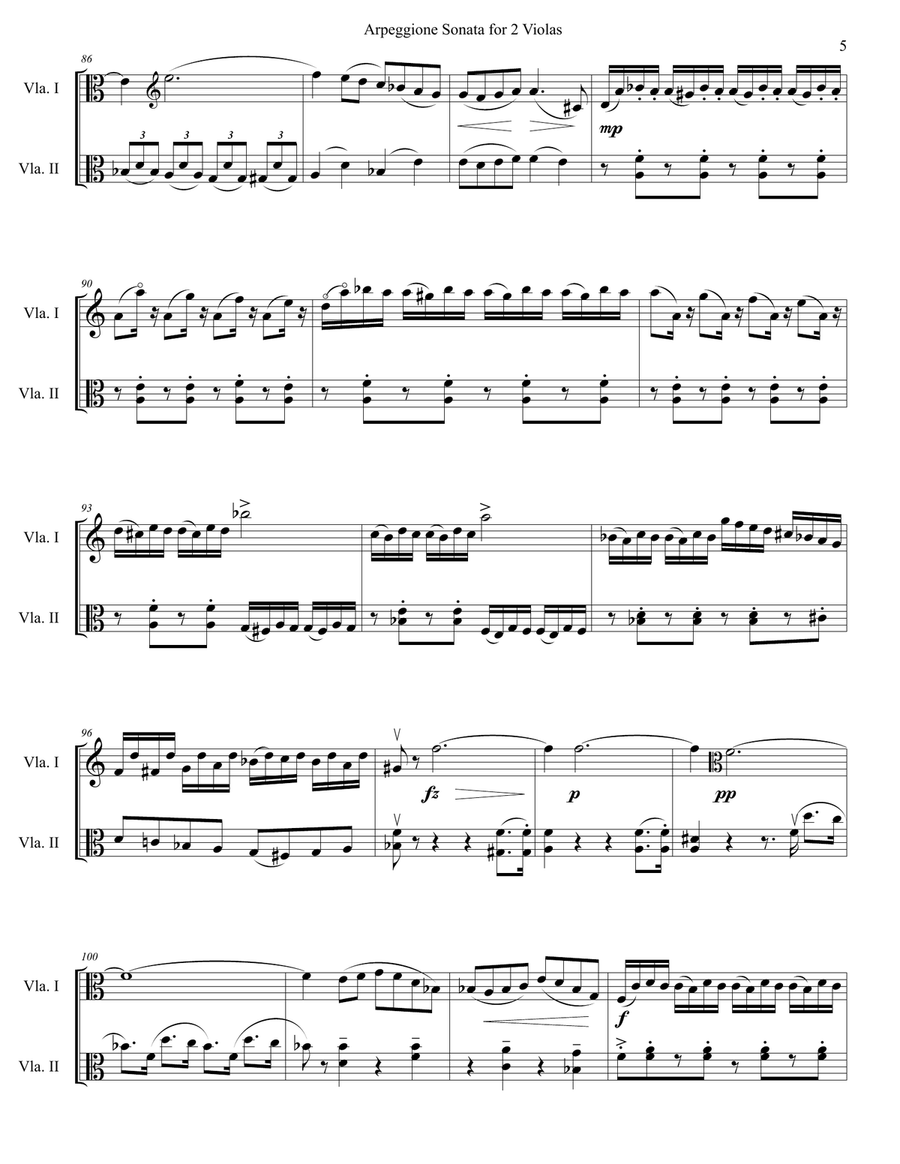 Arpeggione Sonata by Schubert (mvt 1) - for Viola Duet String Duet scores gallery preview page 5