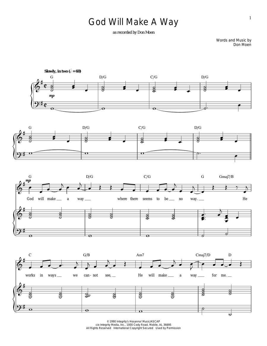 God Will Make A Way Piano, Vocal scores gallery preview page 1