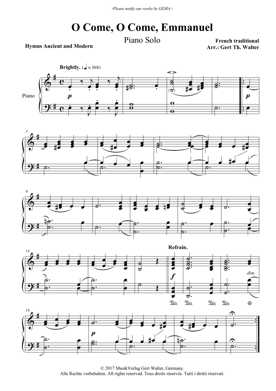 O Come, O Come, Emmanuel Piano Solo scores gallery preview page 1