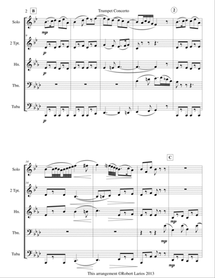 Andante from Concerto for Trumpet Brass Ensemble scores gallery preview page 2