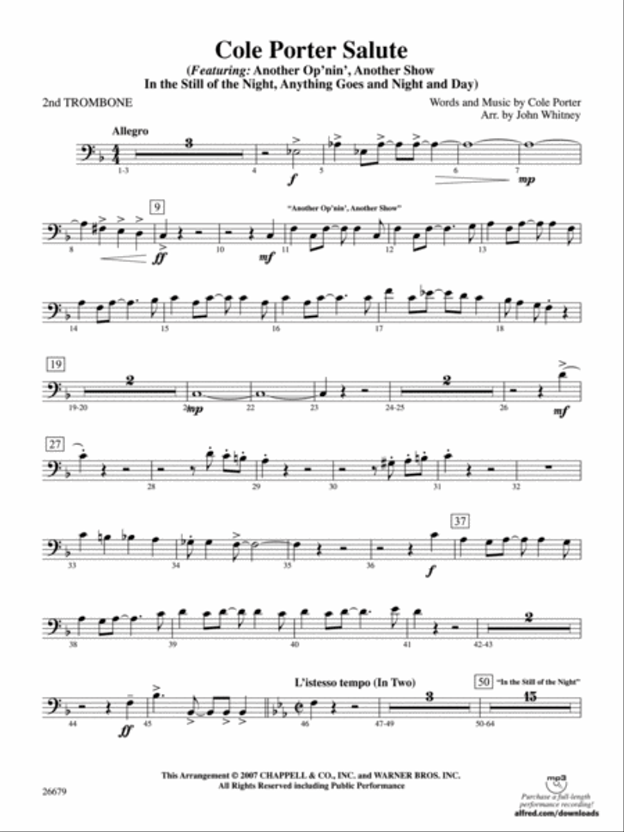 Cole Porter Salute: 2nd Trombone Full Orchestra scores gallery preview page 1