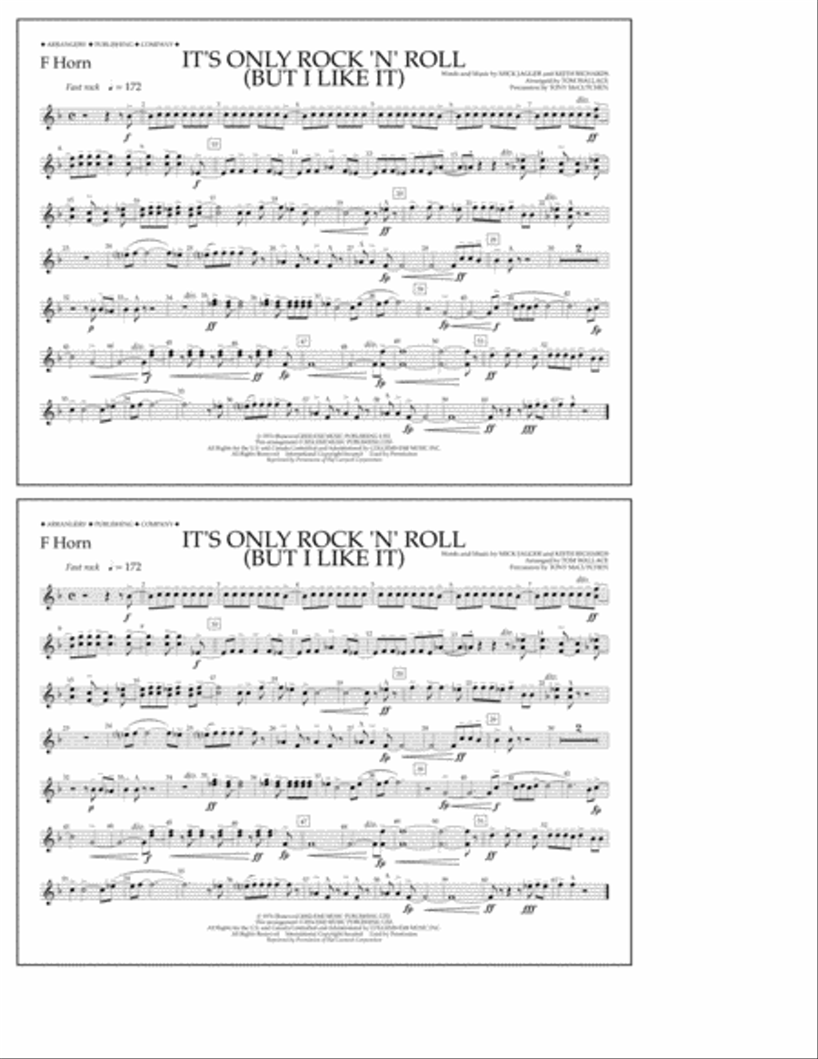 It's Only Rock 'n' Roll (But I Like It) - F Horn Marching Band scores gallery preview page 1