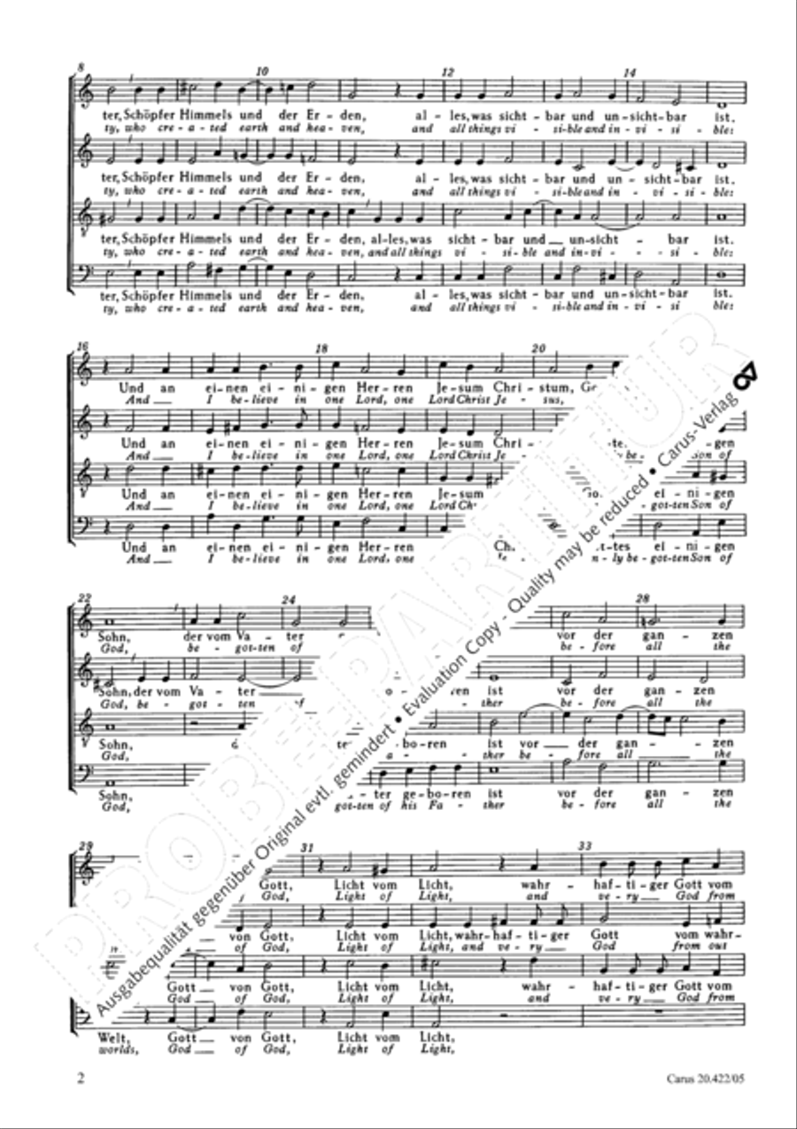 I belive in one god (Ich glaube an einen einigen Gott) 4-Part scores gallery preview page 3