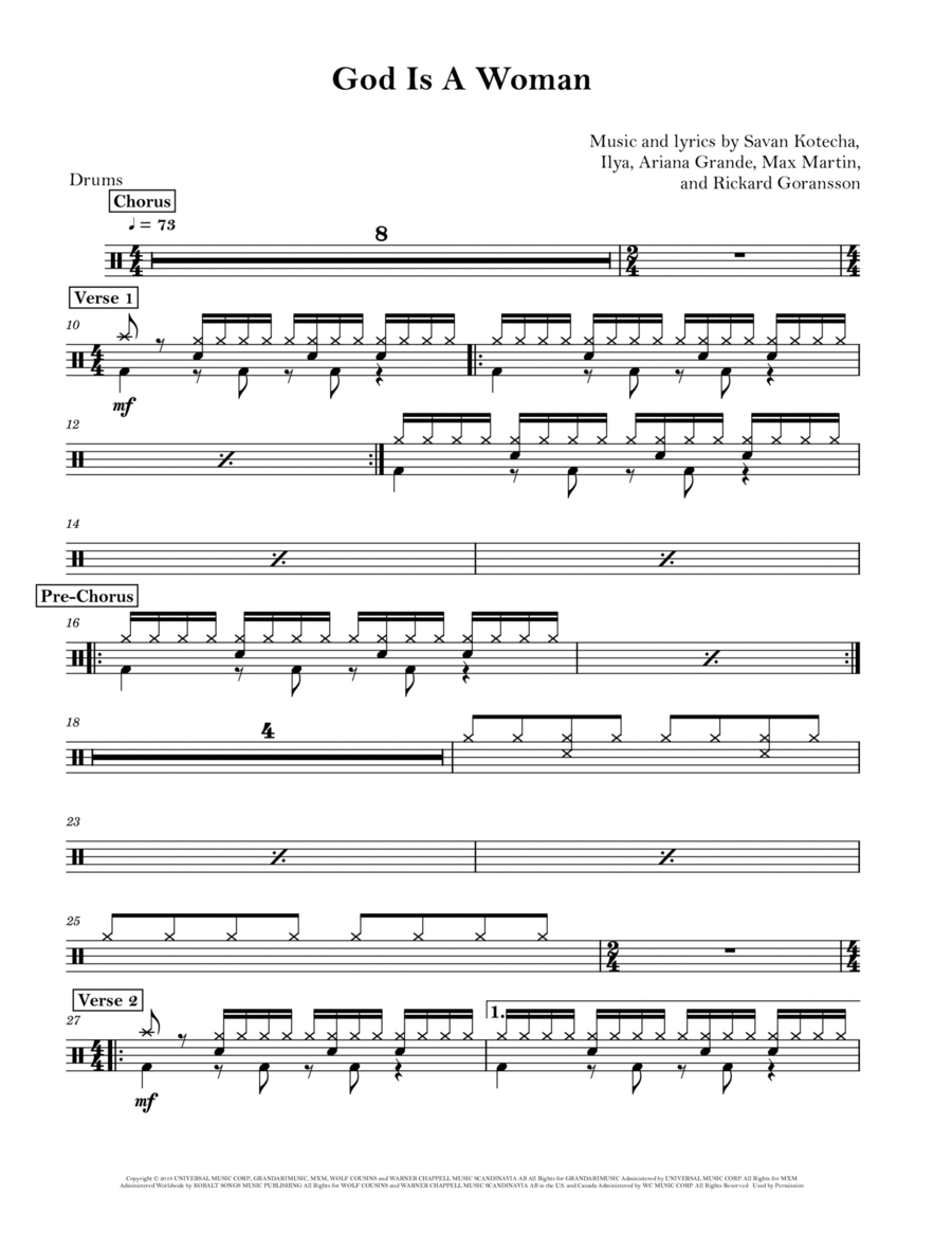 God Is A Woman Drum Set scores gallery preview page 1