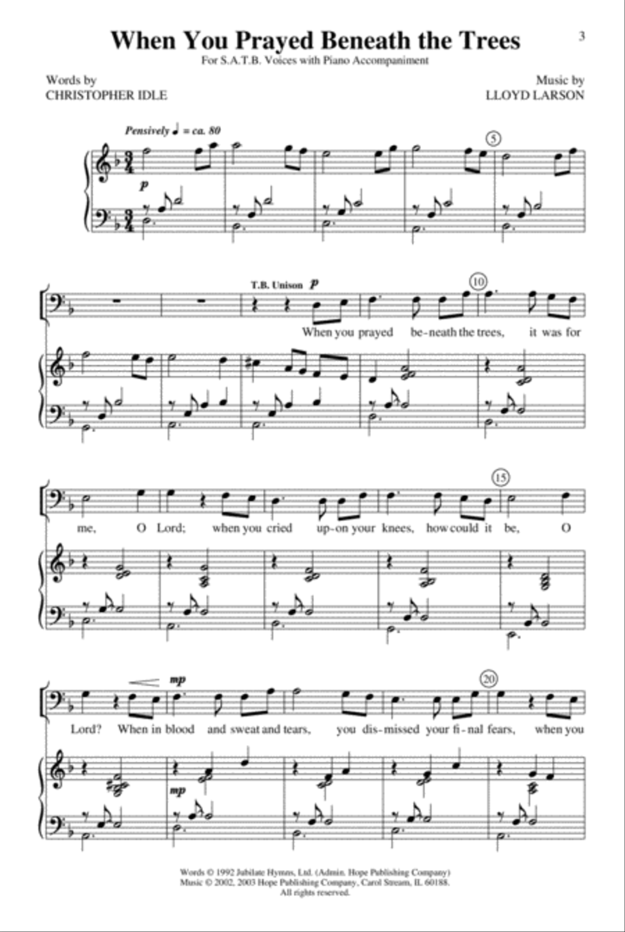 When You Prayed Beneath the Trees 4-Part scores gallery preview page 2