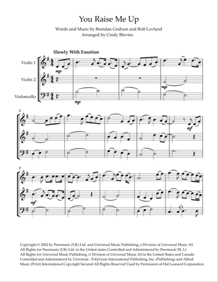 You Raise Me Up String Trio scores gallery preview page 2