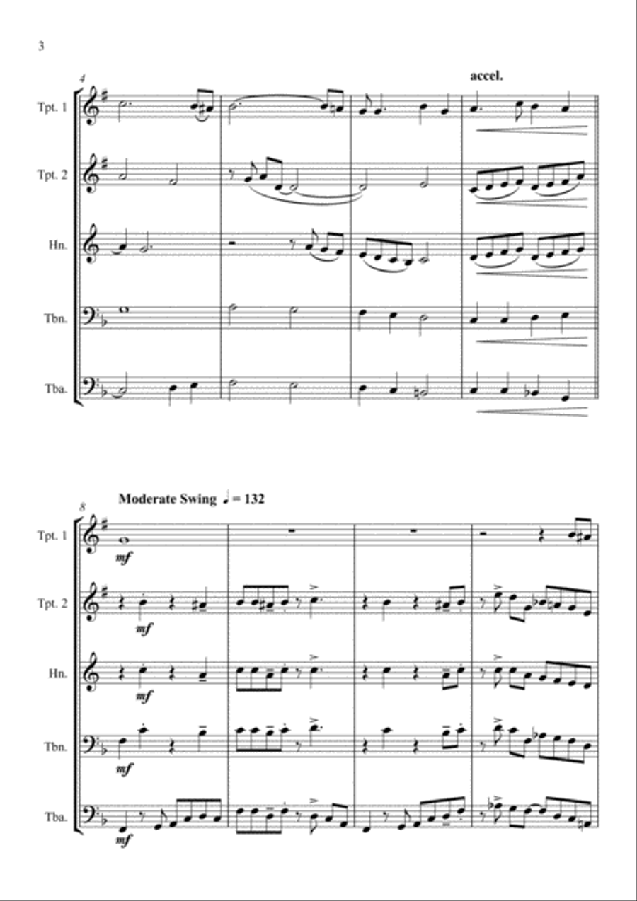Down by the Riverside - Jazz Arrangement for Brass Quintet Brass Quintet scores gallery preview page 4