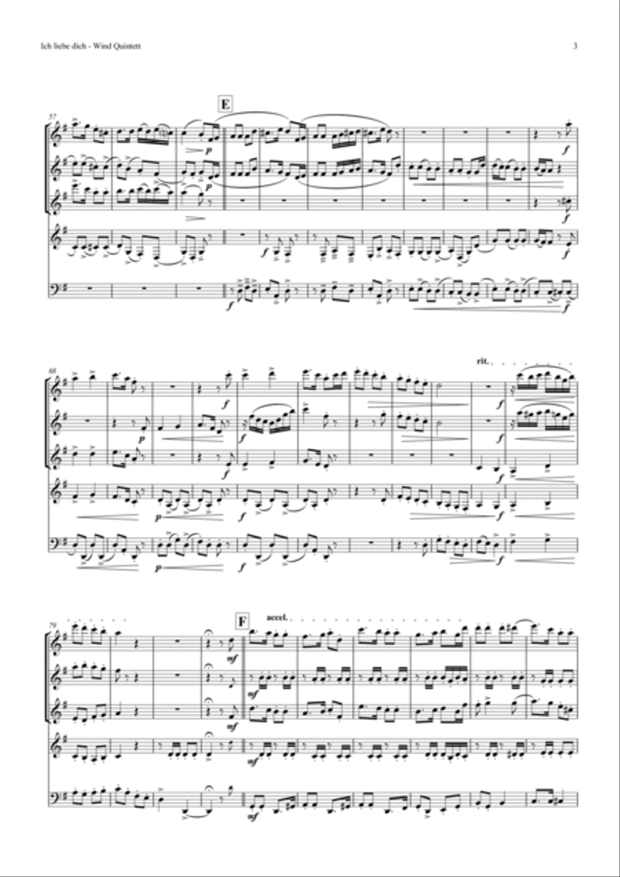 Ich liebe dich - Beethoven - Wind Quintet Woodwind Quintet scores gallery preview page 3