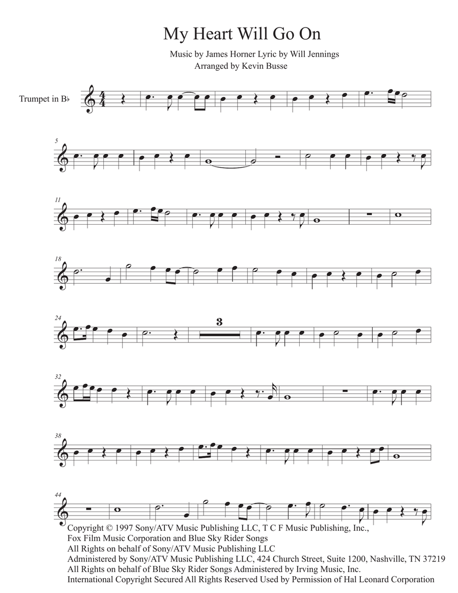 My Heart Will Go On Love Theme from Titanic by James Horner Trumpet Solo Digital Sheet Music Sheet Music Plus