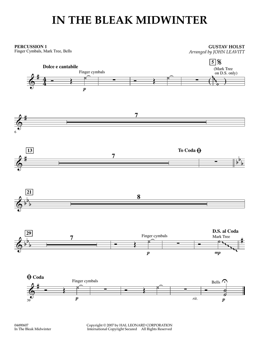 In the Bleak Midwinter - Percussion 1 Percussion scores gallery preview page 1
