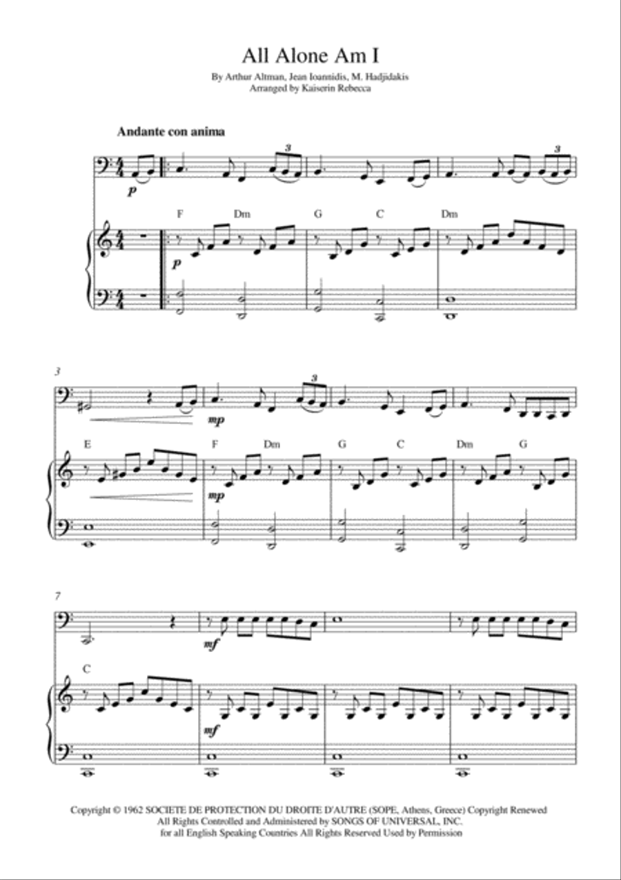 All Alone Am I All Alone Am I Bassoon scores gallery preview page 1