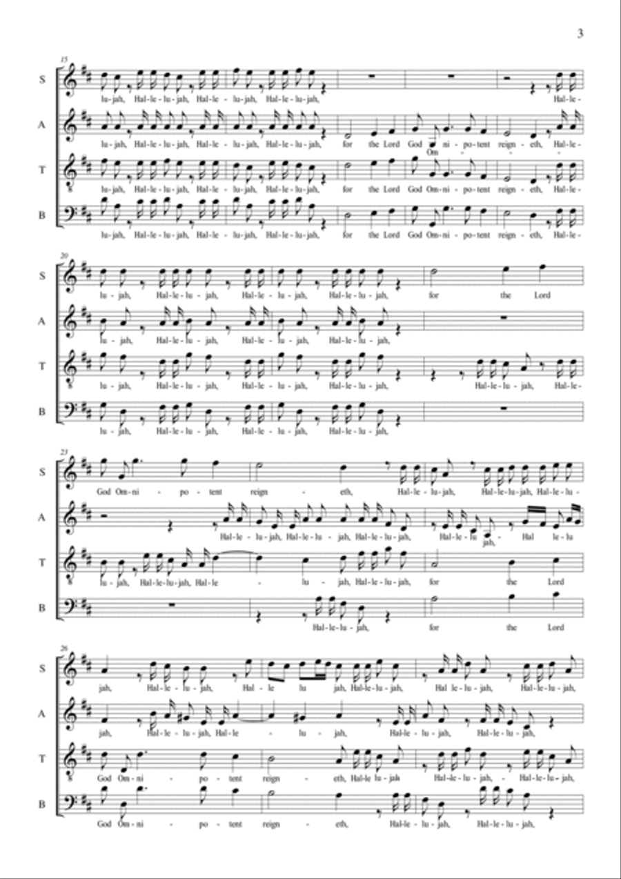 HALLELUJA CHORUS - Handel - HWV56 Messiah - For SATB 4-Part scores gallery preview page 3