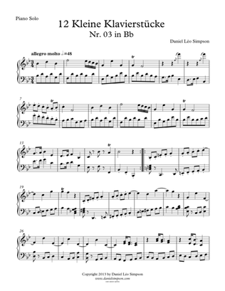 Kleine Klavierstücke Nr. 3 in Bb major for Piano solo