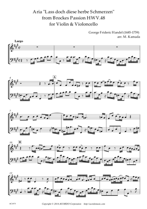 'Lass doch diese herbe Schmerzen' from Brockes Passion HWV.48 for Violin & Violoncello