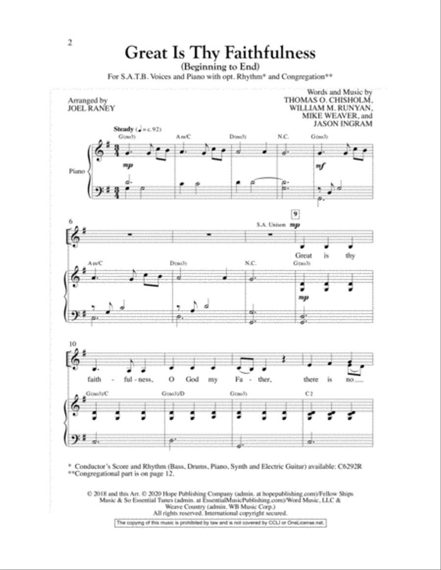 Great Is Thy Faithfulness (Beginning to End) Choir scores gallery preview page 2