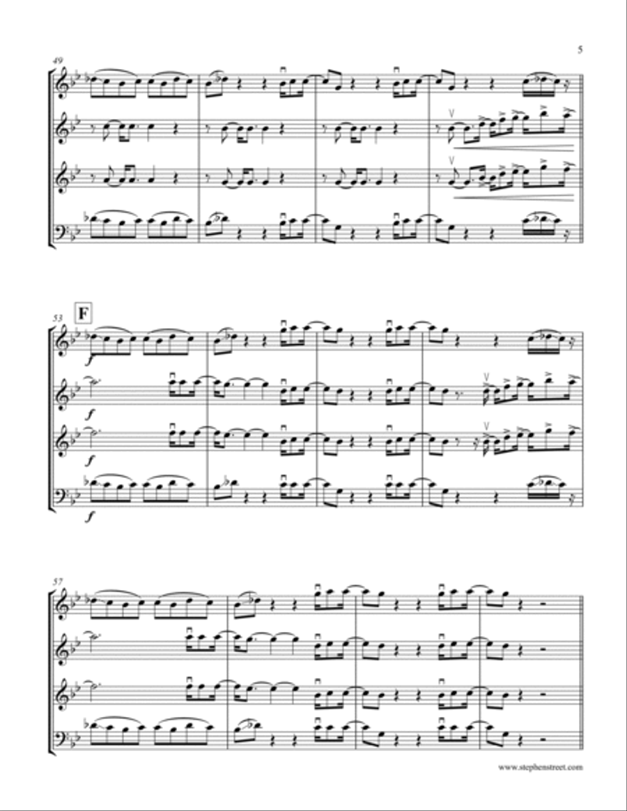 Can't Feel My Face String Quartet scores gallery preview page 5