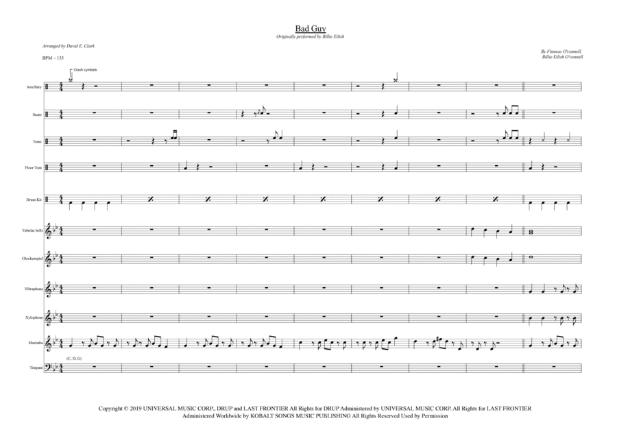 Bad Guy Percussion Ensemble scores gallery preview page 1