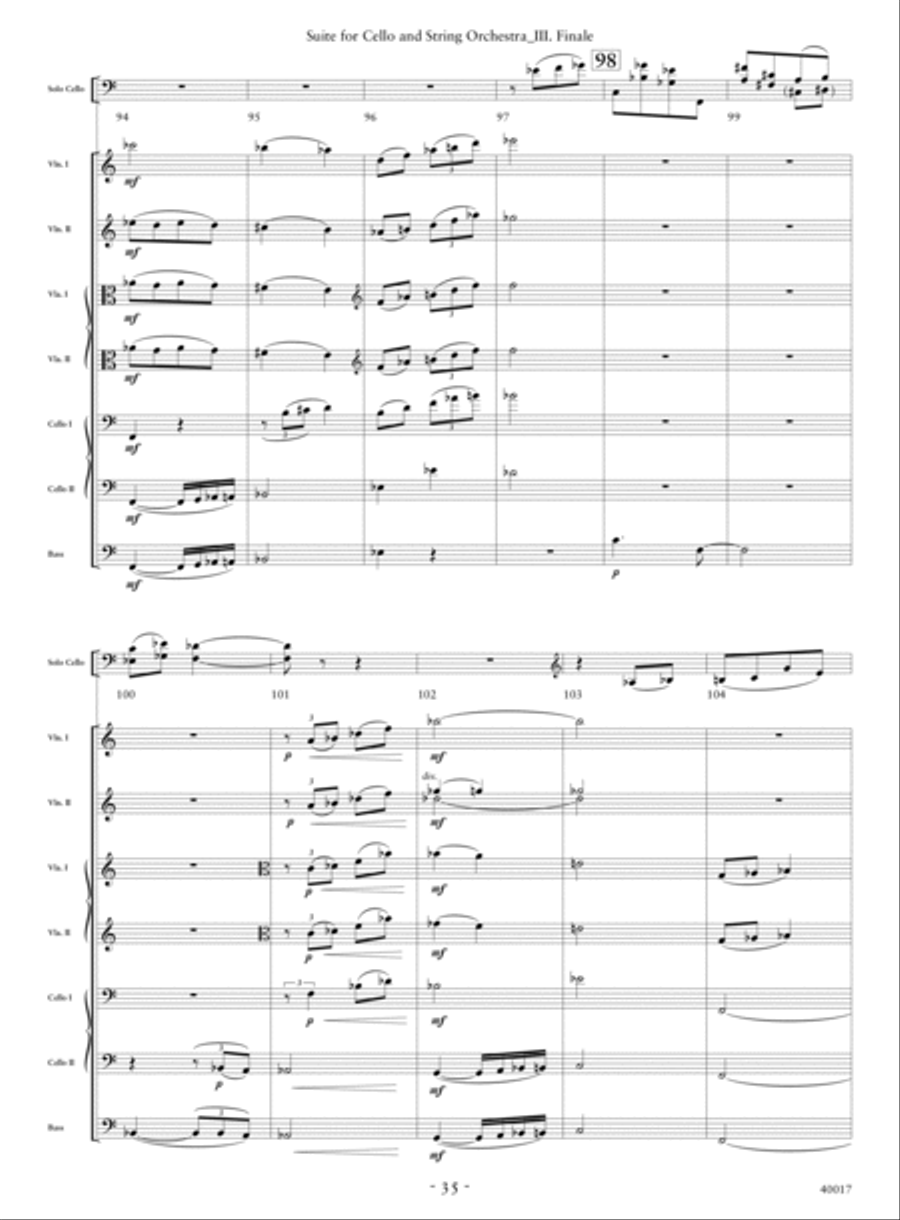 Suite for Cello and String Orchestra String Orchestra scores gallery preview page 21