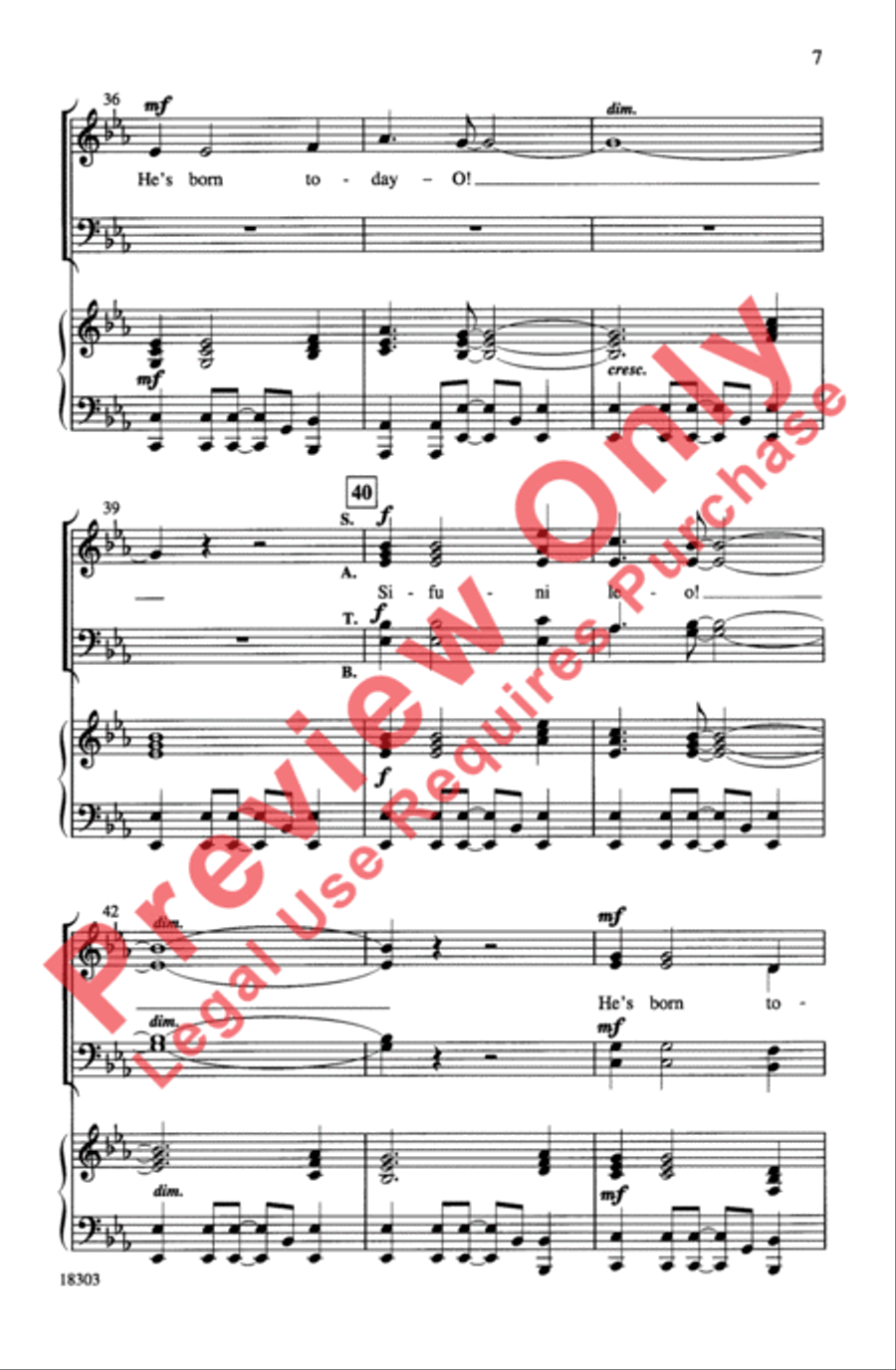 Sifuni Leo! (He's Born Today-O!) 4-Part scores gallery preview page 7