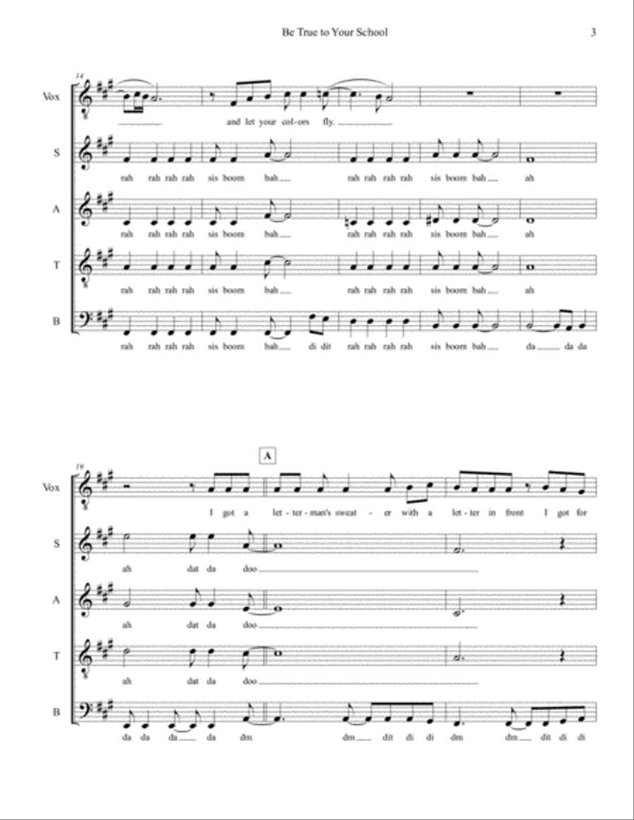 Be True To Your School 4-Part scores gallery preview page 3