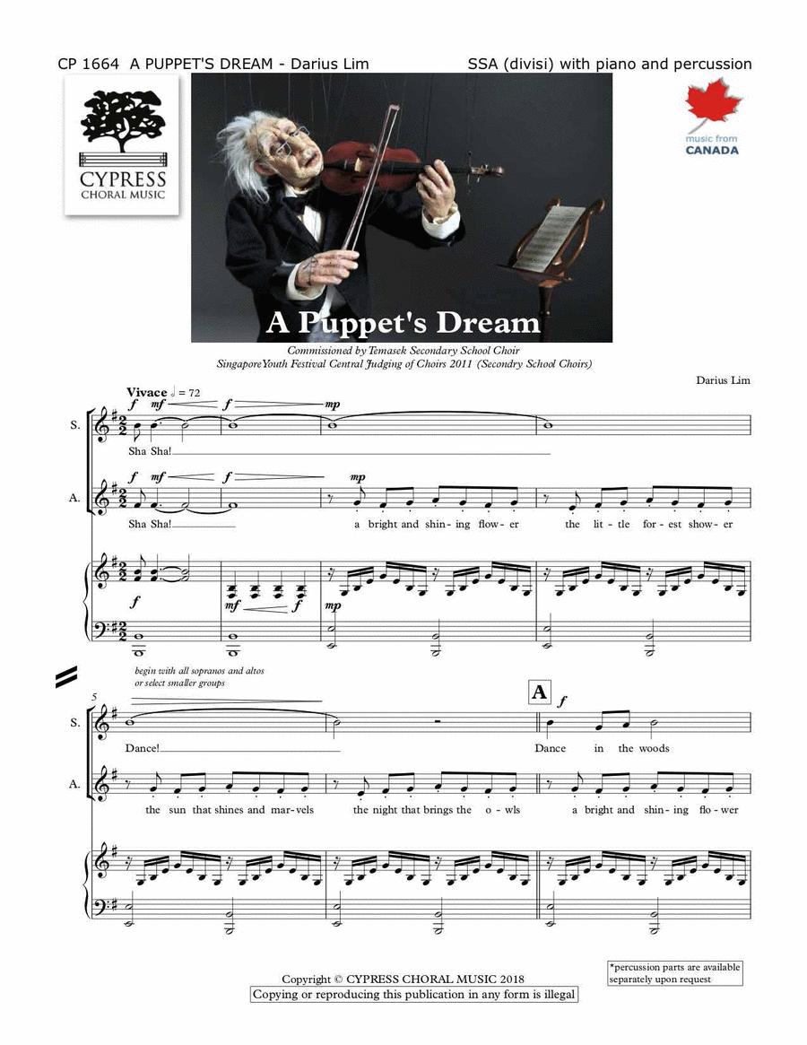 Puppet's Dream Puppet's Dream SSA scores gallery preview page 1