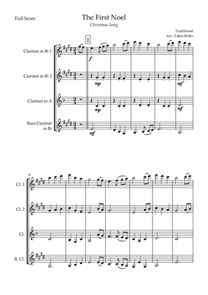 The First Noel (Christmas Song) for Clarinet Quartet