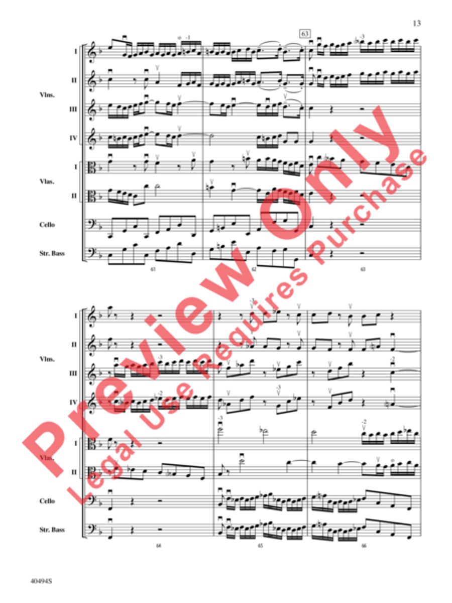 Brandenburg Concerto No. 1 in F Major String Orchestra scores gallery preview page 14