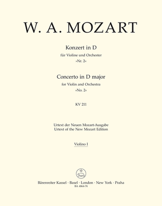 Book cover for Concerto for Violin and Orchestra, No. 2 D major, KV 211