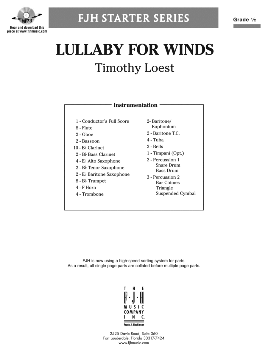 Lullaby for Winds: Score Concert Band scores gallery preview page 1