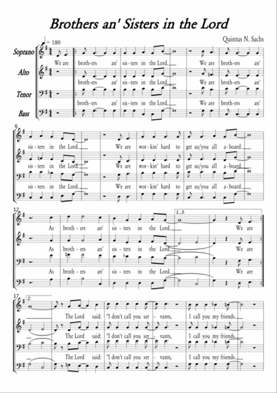 Brothers an' Sisters in the Lord 4-Part scores gallery preview page 1