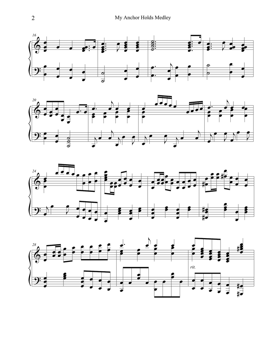 My Anchor Holds Medley (My Anchor Holds, Anchors Aweigh, and We Have An Anchor) Piano Solo scores gallery preview page 2