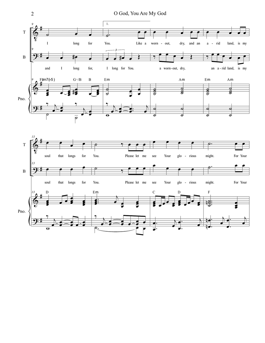 O God, You Are My God (Duet for Tenor and Bass Solo) Bass Voice scores gallery preview page 3