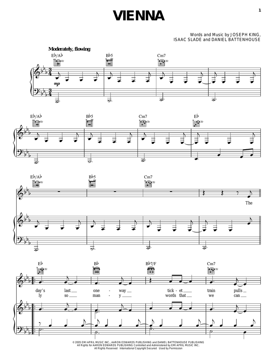 Vienna Piano, Vocal, Guitar scores gallery preview page 1