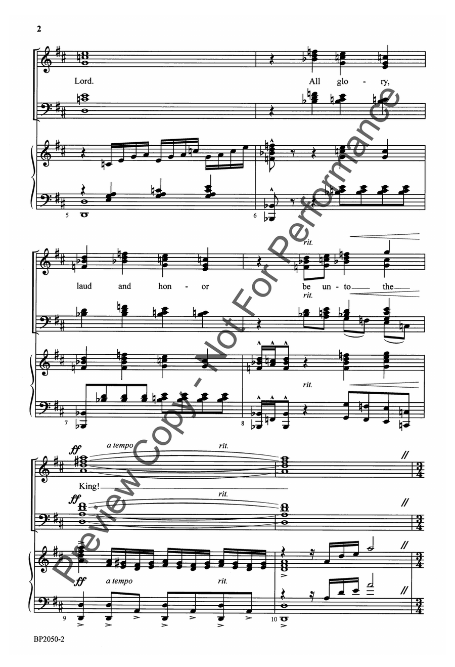 Praise, My Soul, the King of Heaven 4-Part scores gallery preview page 3