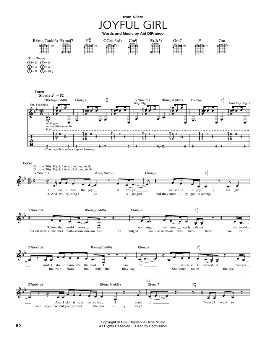 Joyful Girl Acoustic Guitar scores gallery preview page 1