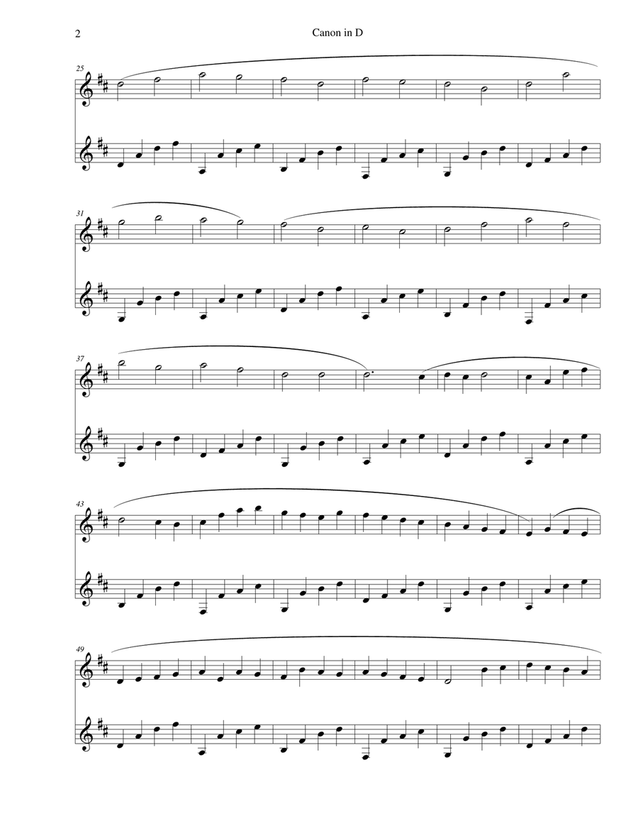 Pachelbel's Canon in D - for flute and guitar Flute scores gallery preview page 2