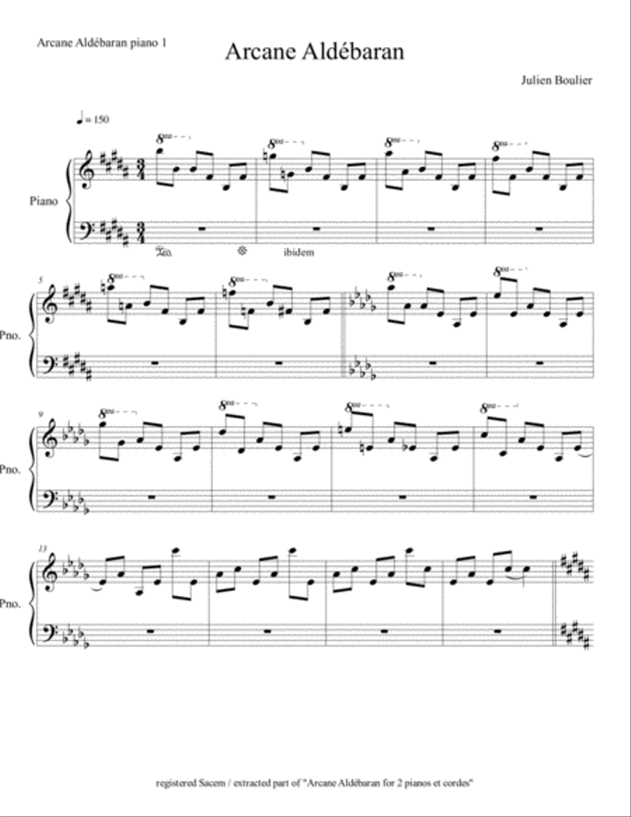 Arcane Aldébaran piano 1 extracted part of 