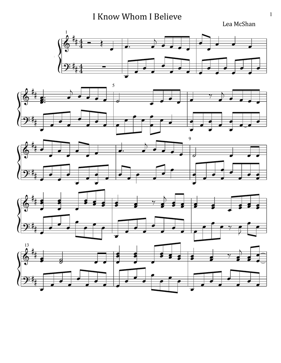 I Know Whom I Believe I Know Whom I Believe Piano Solo scores gallery preview page 1