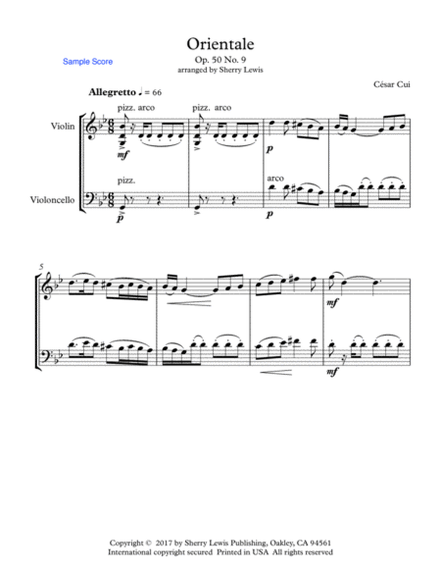 ORIENTALE, César Cui, String Duo, Intermediate Level for violin and cello image number null