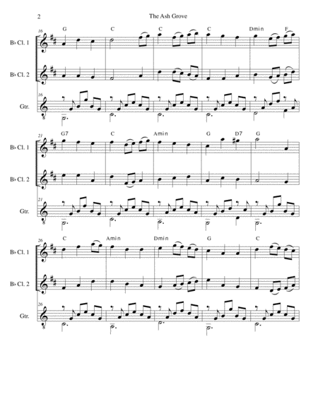 The Ash Grove (Llwyn Onn) for 2 clarinets and guitar image number null