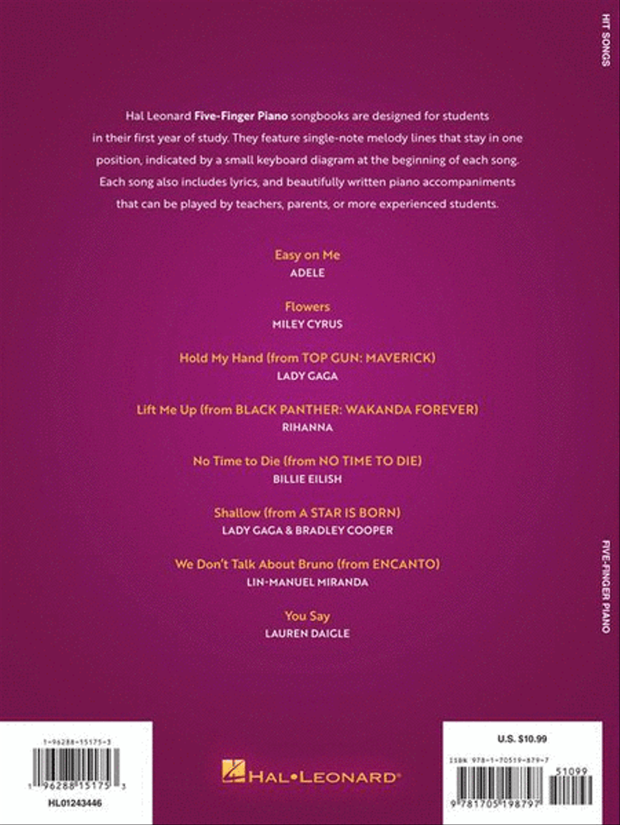 Hit Songs for Five-Finger Piano Piano scores gallery preview page 7