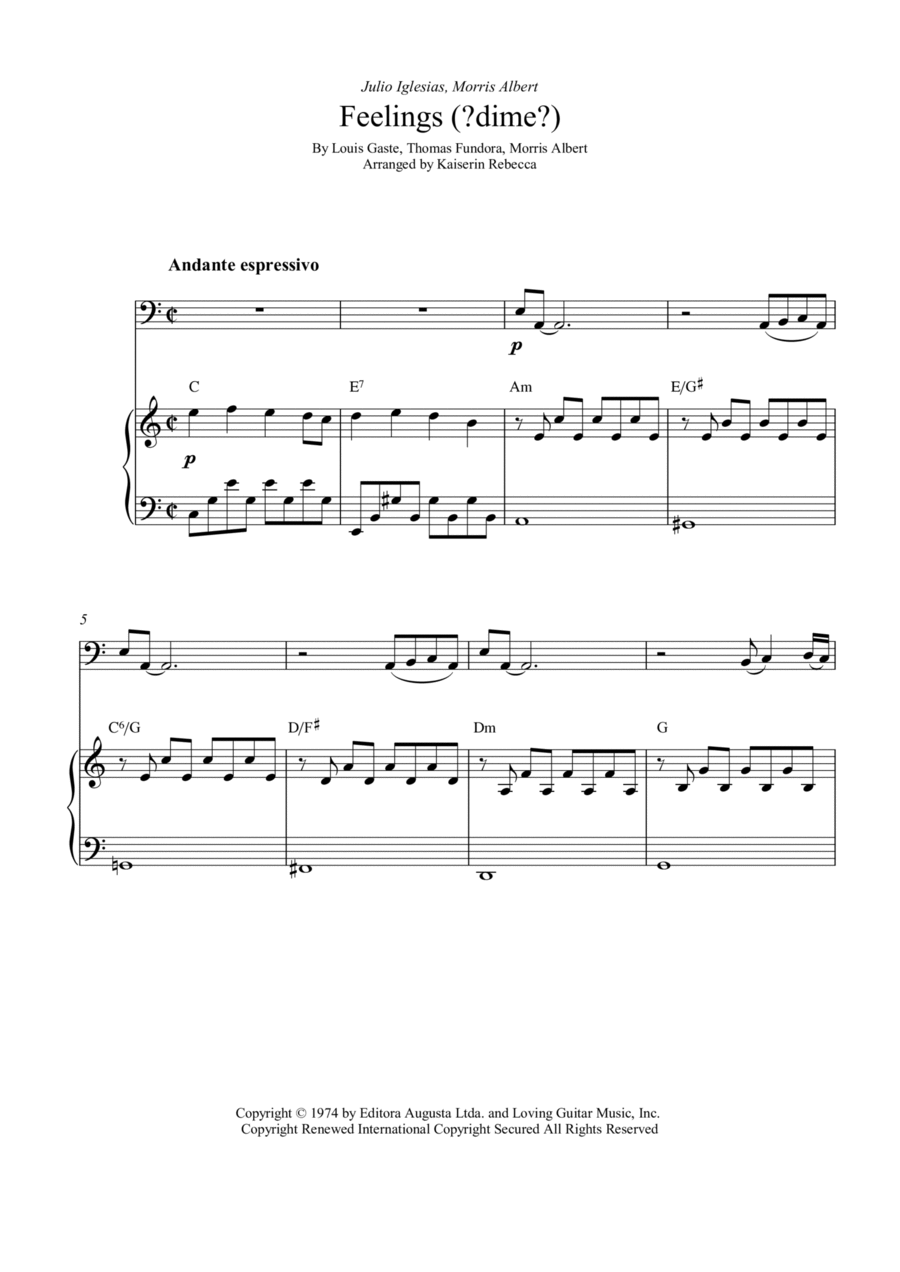Feelings (?dime?) Piano scores gallery preview page 1