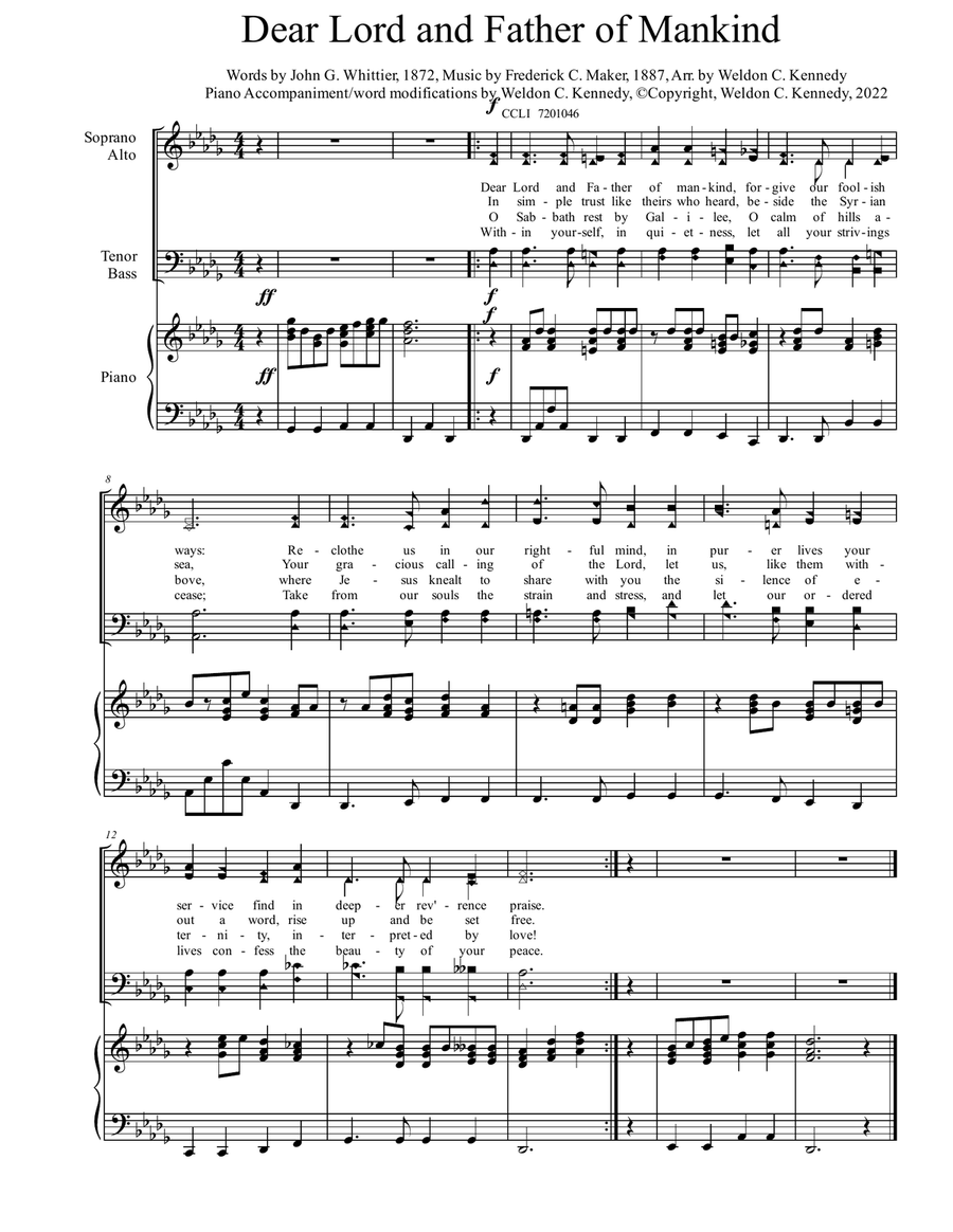 Dear Lord and Father of Mankind Piano, Vocal scores gallery preview page 1